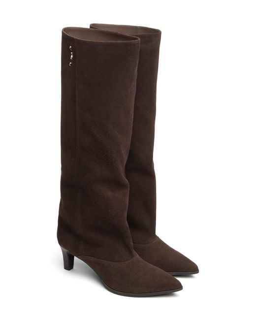 Nero Giardini Brown Cuff Pointed Toe Knee High Boot