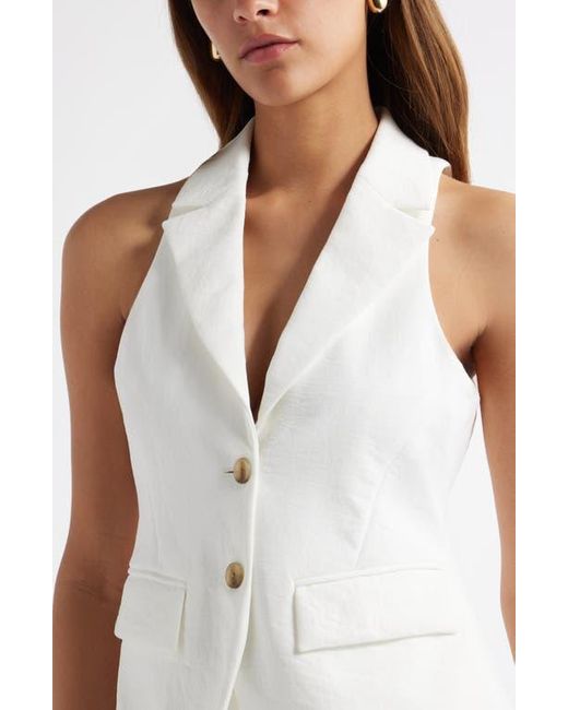 Open Edit White Notched Lapel Vest