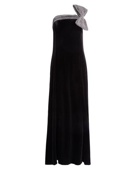 Cece Black Bow Detail Strapless Velvet Gown