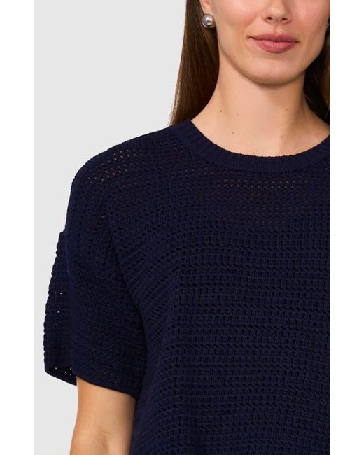 Halogen® Black Open Stitch Crewneck Sweater