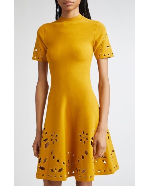 Ulla Johnson Yellow Fanna Eyelet Detail Knit Minidress