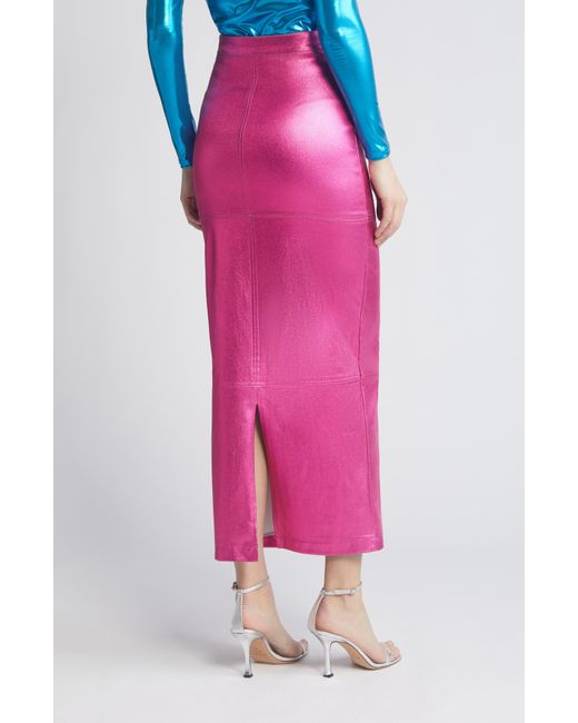 NIKKI LUND Pink iggy Metallic Maxi Skirt