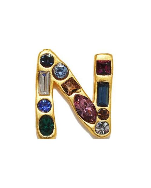 Sequin Metallic Emilie Crystal Initial Pendant Necklace