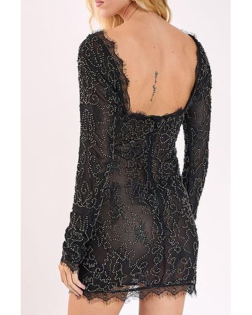 Nasty Gal Black Hand Embellished Lace Mini Dress