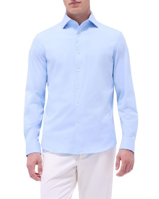 Bugatchi Blue Devon Ooohcotton Button-Up Shirt for men