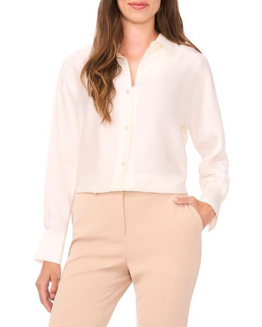 Halogen® White Charmeuse Button-Up Shirt