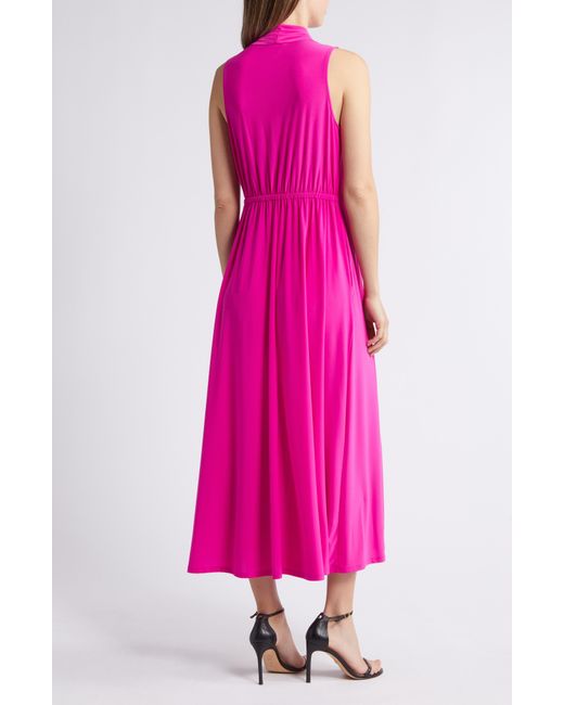 Vince Camuto Pink Drawstring Waist Midi Dress