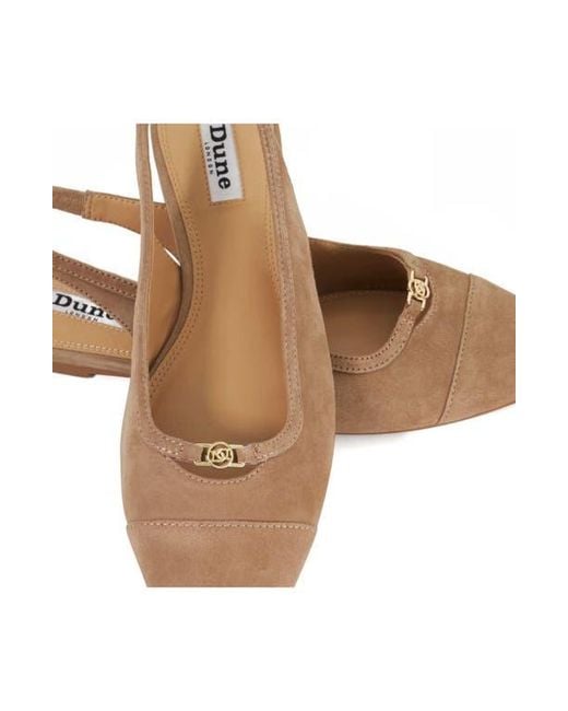 Dune Natural Hanna Slingback Cap Toe Flat