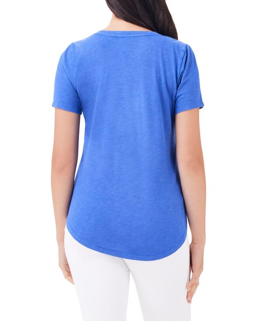 NZT by NIC+ZOE Blue Nzt By Nic+zoe V-neck Cotton Blend T-shirt