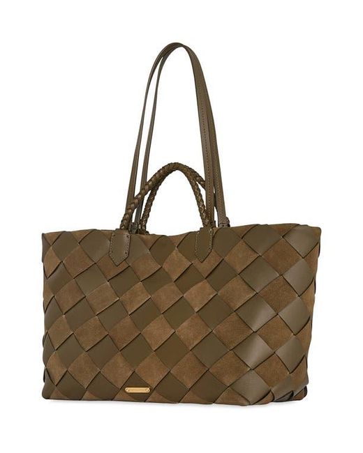 Rebecca Minkoff Brown Mini Frankie Woven Leather Tote