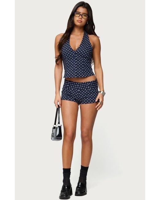 Edikted Blue Twyla Dot Halter Top