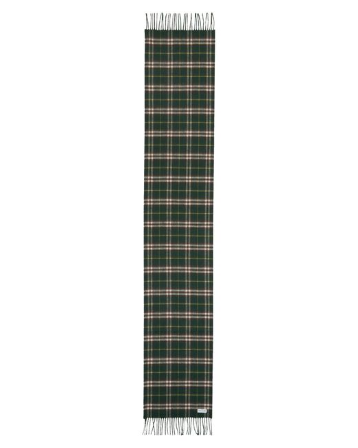 Burberry Green Vintage Check Reversible Cashmere Fringe Scarf for men