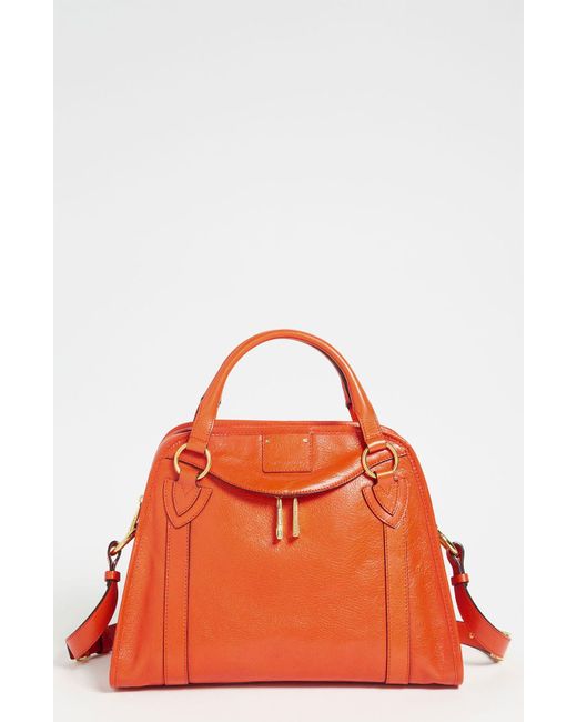 Marc Jacobs Orange 'classic Wellington' Leather Satchel