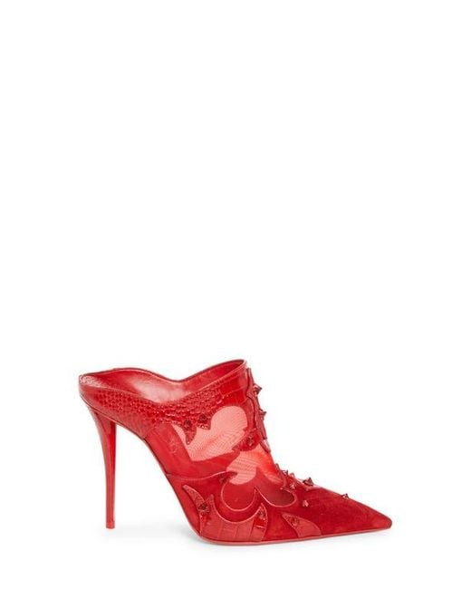 Christian Louboutin Red Mulatiag Studded Pointed Toe Mule