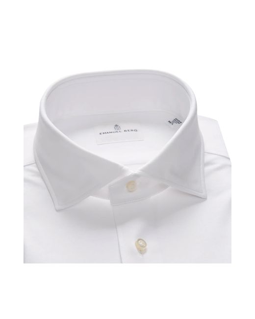 Emanuel Berg White 4flex Modern Fit Solid Knit Button-up Shirt At Nordstrom for men