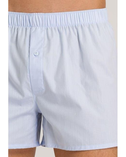 Hanro Blue Fancy Woven Cotton Boxer for men