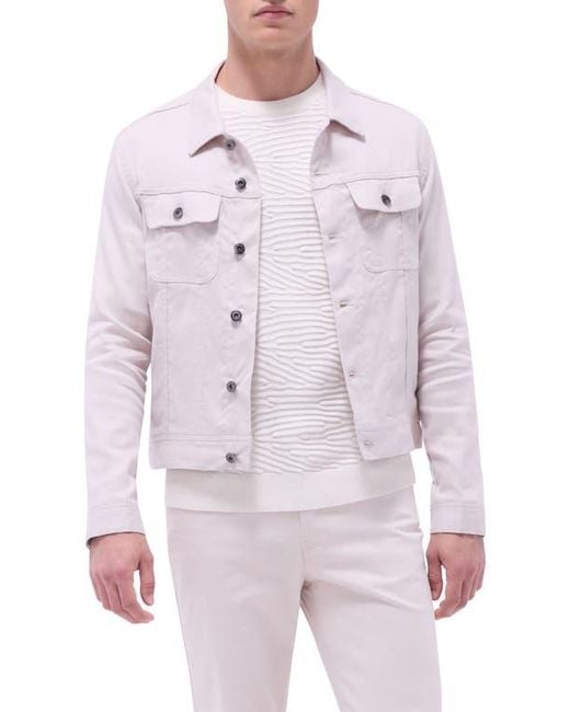 Bugatchi Multicolor Stretch Linen & Cotton Trucker Jacket for men