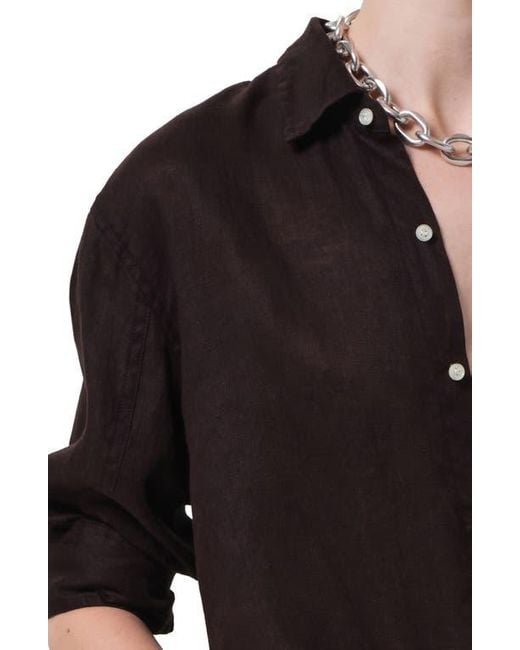 Citizens of Humanity Black Kayla Button-Up Linen Shirt
