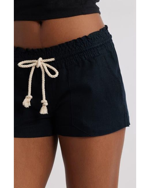 Roxy Black Oceanside Cotton Drawstring Shorts