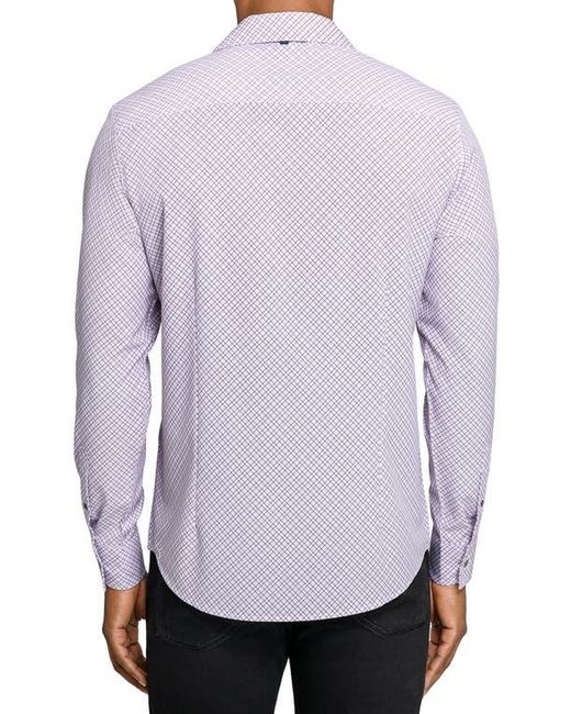 W.r.k. Purple Slim Fit Geometric Print Performance Button-Up Shirt for men