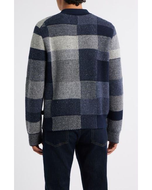 Paul Smith Blue Patchwork Cotton & Wool Blend Zip Cardigan for men