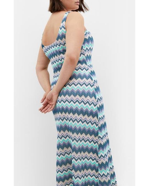 City Chic Blue Skye Chevron Midi Dress