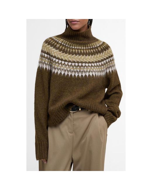 Barbour Green Lorrie Fair Isle Wool & Alpaca Blend Sweater