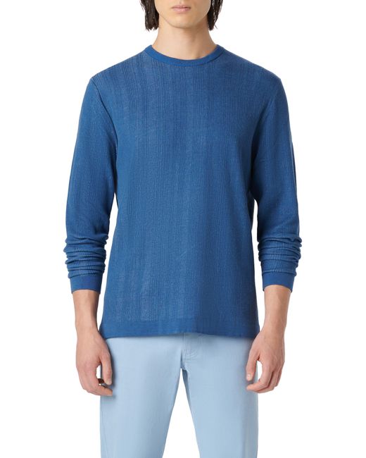 Bugatchi Blue Cotton & Silk Crewneck Sweater for men