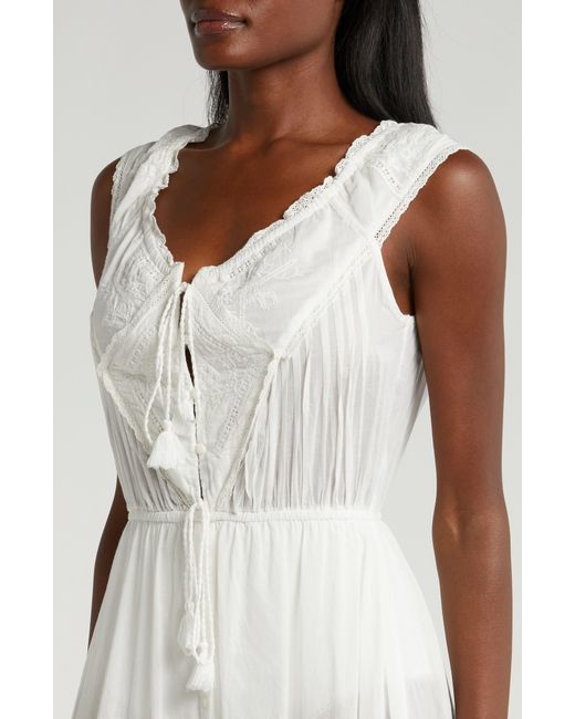 Free People White Country Charm Maxi Bodysuit