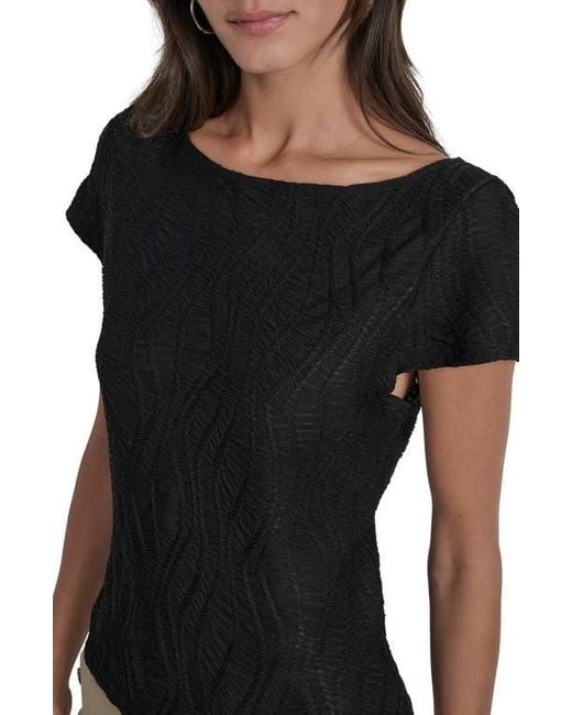 DKNY Black Texture Knit Top
