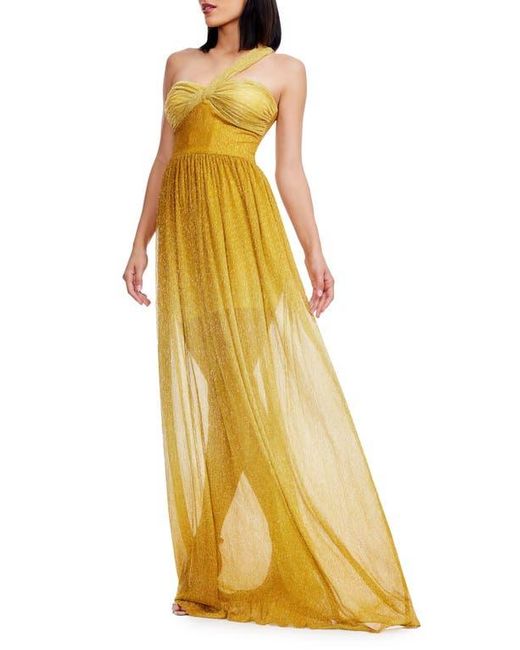 Dress the Population Yellow Idalia Metalllic Ombré One-Shoulder Gown