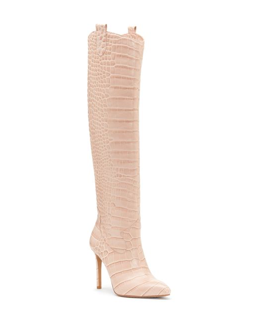 nikitta croc embossed knee high boot