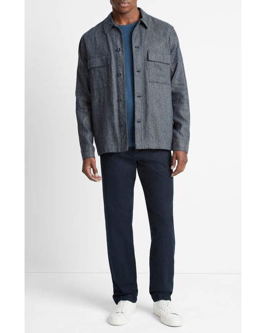 Vince Gray Linen & Cotton Twill Shirt Jacket for men