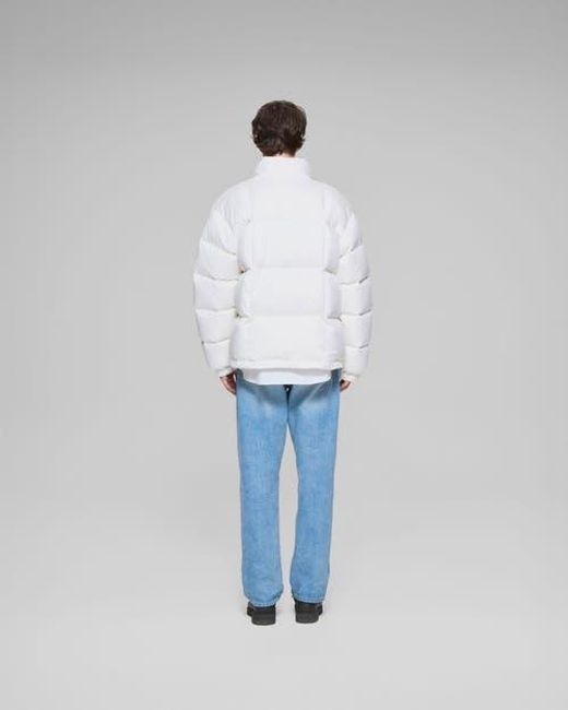vowels White Puffer Jacket for men