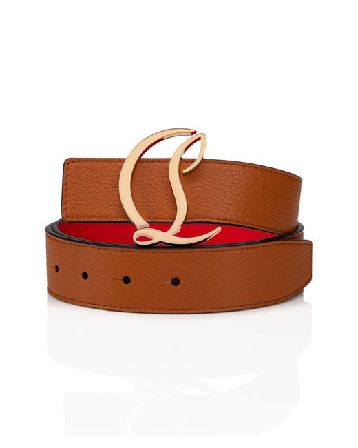 Christian Louboutin Red Logo Buckle Leather Belt