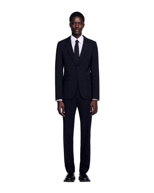 Sandro Blue Virgin Wool Suit Jacket for men