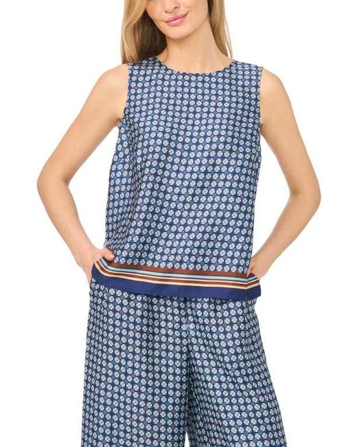 Halogen® Blue Geo Print Sleeveless Shell