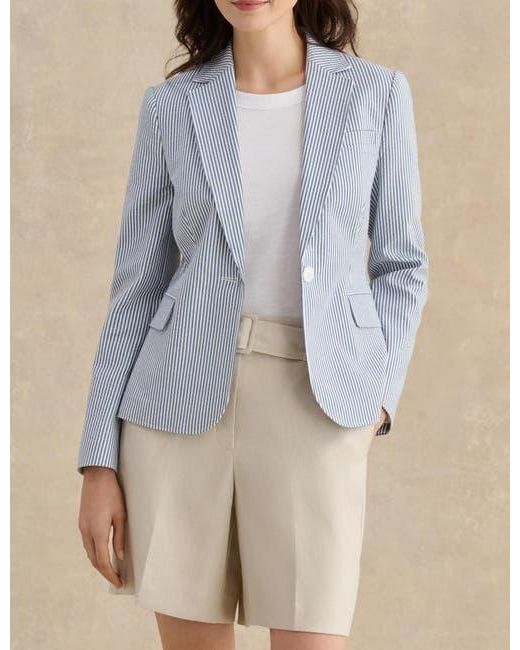 Hobbs White Blake Structured Single-Button Blazer