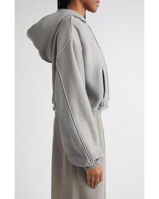 Alexander Wang Gray Oversize Crop Full Zip Hoodie