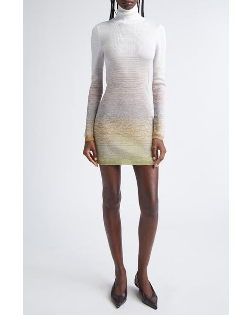 Missoni White Ombré Stripe Long Sleeve Turtleneck Mini Sweater Dress