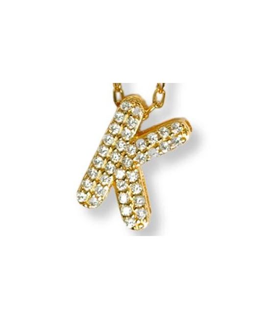 Argento Vivo Sterling Silver Metallic Cubic Zirconia Bubble Inital Pendant Necklace