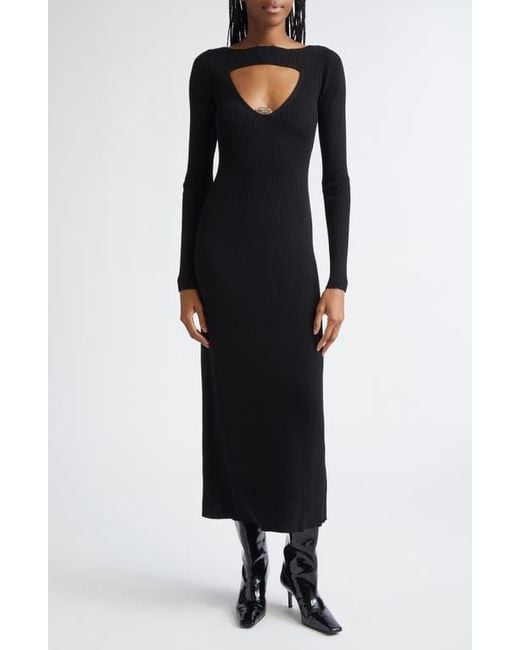 DIESEL Women's Black M-Oloni Wool Rib Sweater Dress