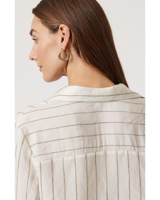 Mavi White Oversize Stripe Button-Up Shirt
