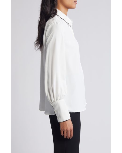 Halogen® White Halogen(r) Embroidered Button-up Shirt