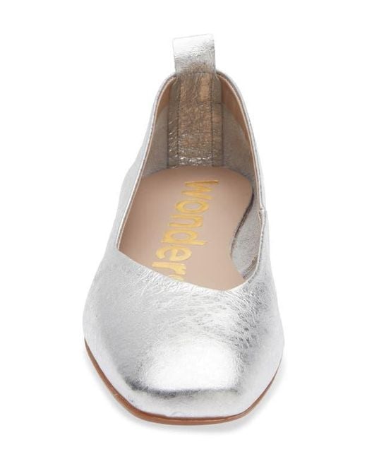 Wonders White Square Toe Ballet Flat