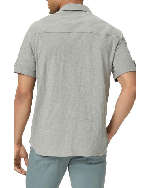 PAIGE Gray Brayden Knit Short Sleeve Button-up Shirt for men