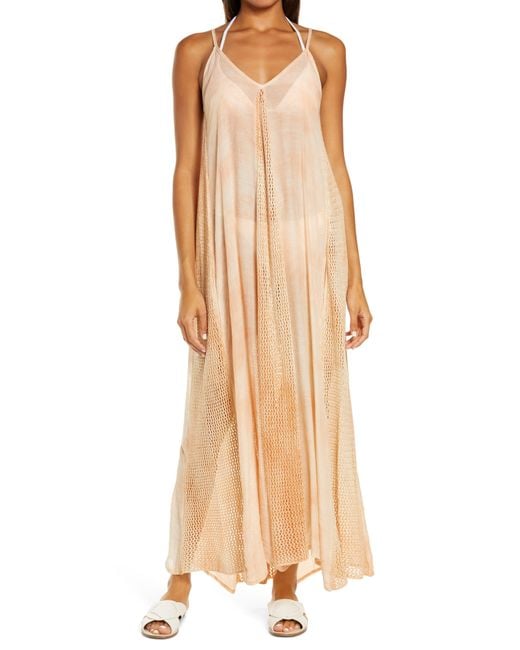 Elan Crochet Godet Coverup Maxi Dress in Natural Lyst