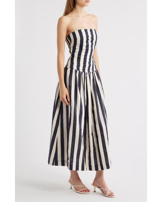 moon river strapless pleated midi dress Moon River Tide Lines Strapless Ruched Midi Dress | Wild Dove Boutique
