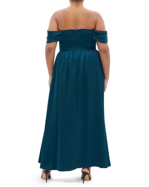 City Chic Blue Angel Love Corset Maxi Dress