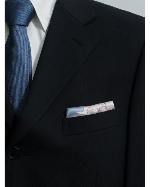 Lost Pattern Blue Datura Silk Pocket Square